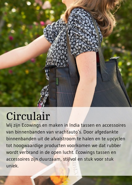 String string mobiel Samenwerken met Handgemaakte gerecyclede tassen - Ecowings